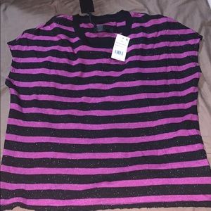 Purple Glitter black striped shirt